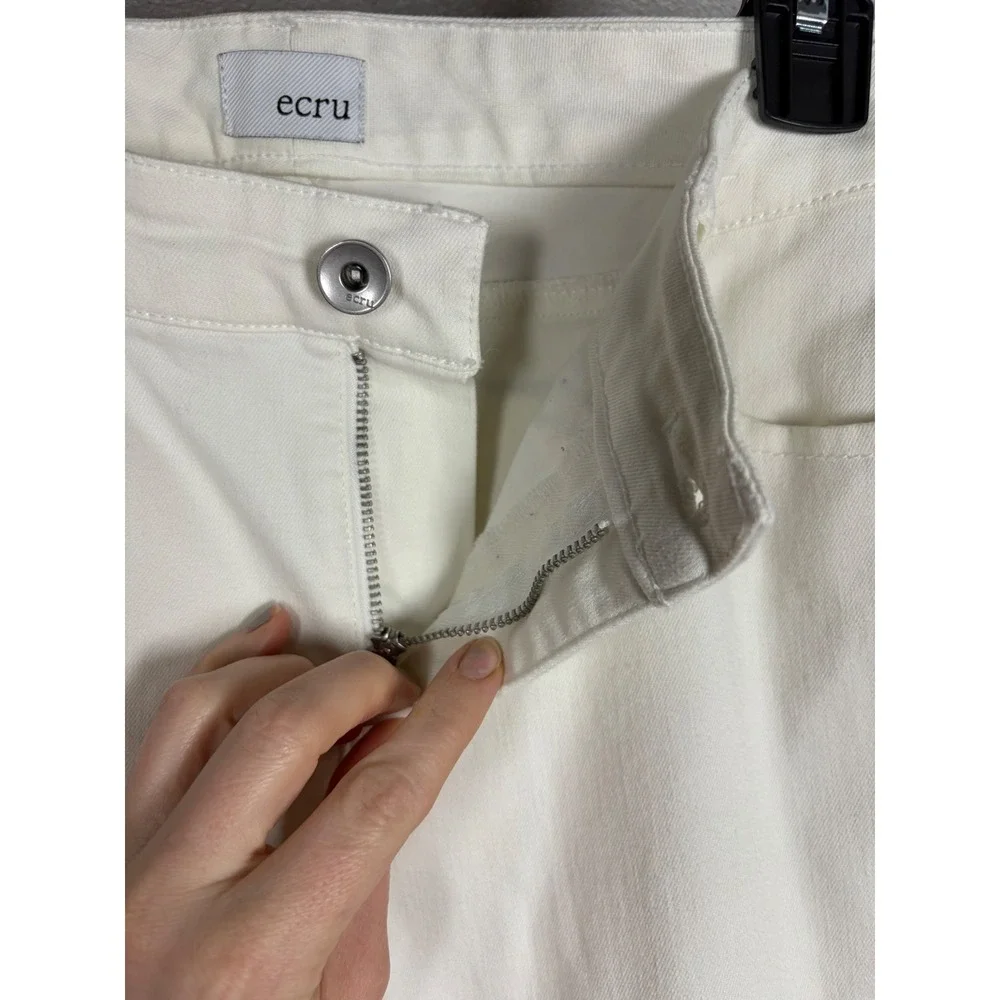 Ecru The Bel-Air Cuffed Skinny Jeans White Rhinestone Detail Womens Size 4 - Picture 11 of 11